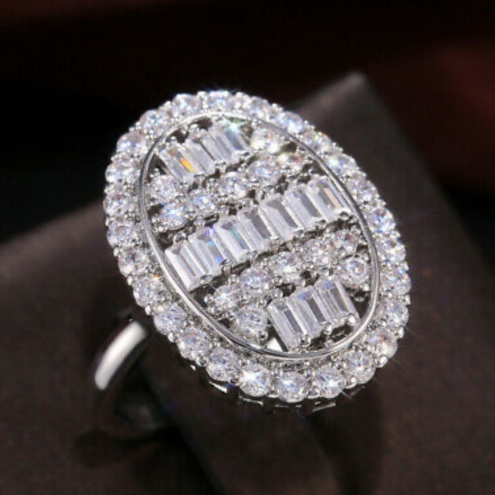 925 Sterling Silver White Sapphire Wedding Ring - Picture 3 of 4